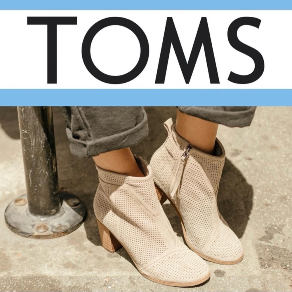 Toms taupe Lunata perforated heeled booties SZ 6 1/2